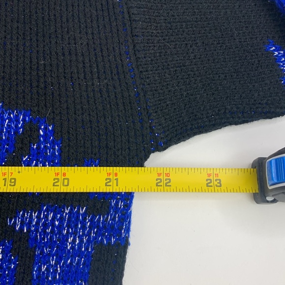 Vintage Ja Lynn Metallic Blue & Black Sweater Crew neck with Sparkle Large - Picture 10 of 13